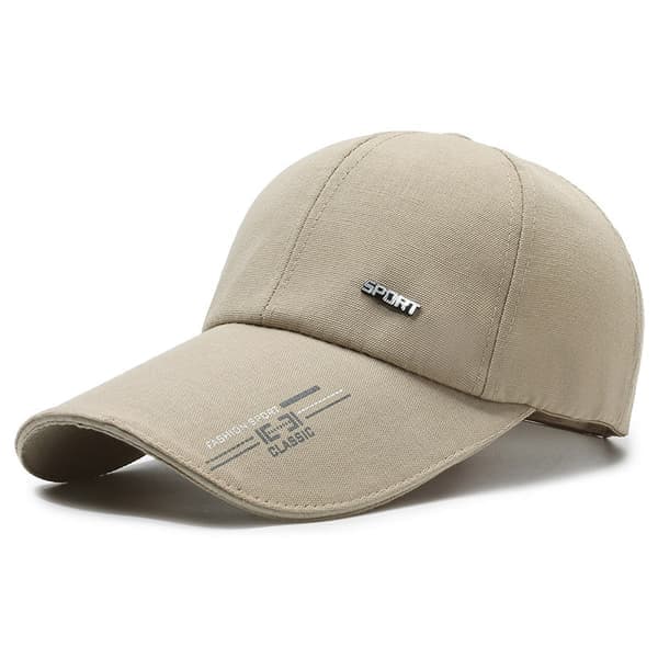 Langbremmet Baseballcaps i Bomullslerret, Utendørs Casual Hater, Visir for Kvinner og Menn (Khaki)