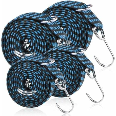 TS-Elastiske Strikker med Kroker, Elastisk Strikk, Elastisk Bagasjestrikk, 4 Stk Bagasjestrikk med Elastiske Stropper, Justerbar Strikk