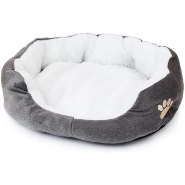 Husdyrseng for katter og små til mellomstore hunder Kurv med pute Rund eller oval munnform Rede Husdyrseng, Grå, 50 * 40, B