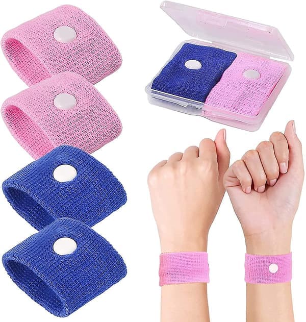 Kvalme Armbånd for Barn - 2 Par Reisekvalmearmbånd, Bilarmbånd (Rosa + Blå)