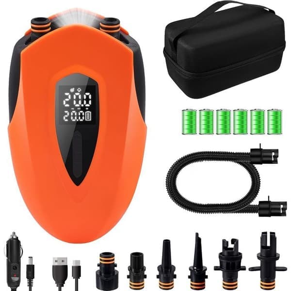 Elektrisk SUP Padlebrett Pumpe 12000mAh, To-trinns Elektrisk SUP Luftpumpe med Batteri og Automatisk Avstengning