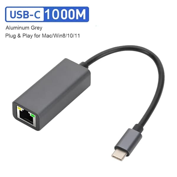 2500 Mbps USB-C til Ethernet-adapter, RJ45 nettverkskort for bærbar PC Xiaomi Mi Box S Nintendo Switch, Gigabit i aluminium