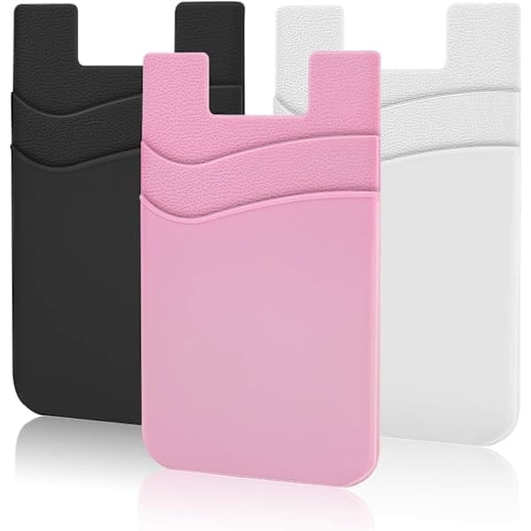 Mobiltelefon Lommebok Kortholder Selvklebende 2 Rom Passer Nesten Alle Smarttelefoner 3 Stykker Svart