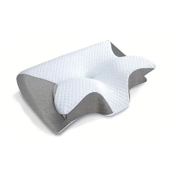 Memory Foam Nakkepute, Ergonomisk 2-i-1 Ortopedisk Støttepute for Nakkesmertelindring, Konturdesign, 1 stk Grått Putetrekk