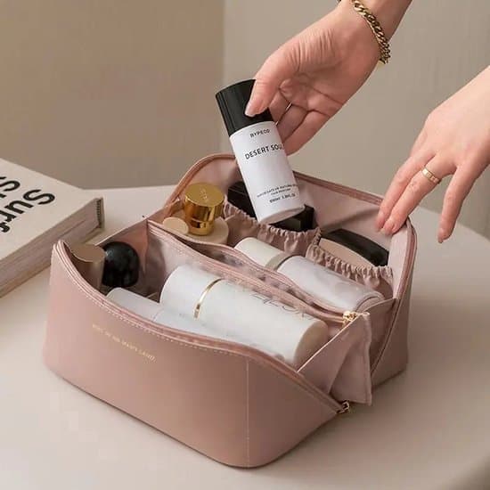 Luksus Sminkepung Rosa - Veske for Toalettsaker - Praktisk Sminkepung - Hudpleie Organizer - Reise Toalettmappe - Multifunksjonell Sminkepung - Etui