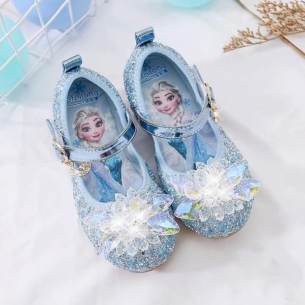 Frosne Elsa sandaler Prinsesse sko, sklisikre krystallsko Blå