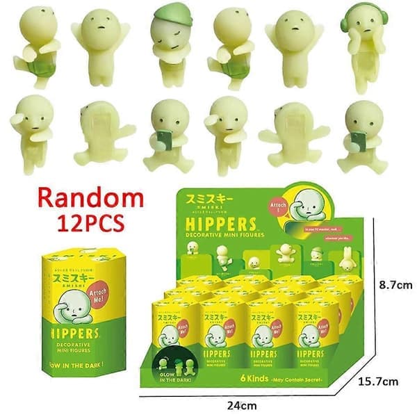 Smiski Blind Box Sunday Series - Yoga & Fitness Minifigur, Selvlysende dekorasjonsdukke for soverom og toalett