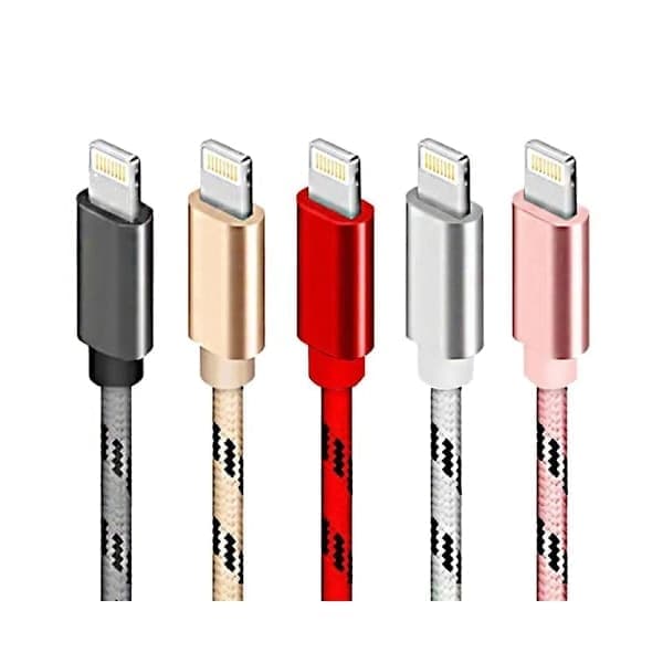 5-pakning 2m Flettede Lightning-kabler - Hurtiglading og Datasynkroniseringsledning for iPhone 11 13 14 Slitesterk USB-lader