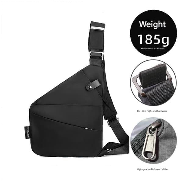 Liten Sling Bag Lommebok Tyverisikker Skulderveske Menn Kvinner Crossbody Veske svart