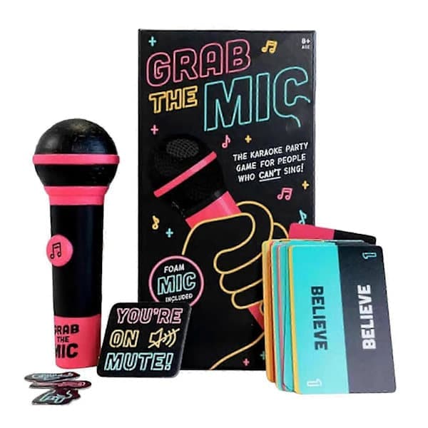 Grab The Mic Karaoke Spill med Tekstkort, 2-10 Spillere, Morsomt Brettspill for Barn og Voksne, Perfekt for Fester og Bursdager - HZ