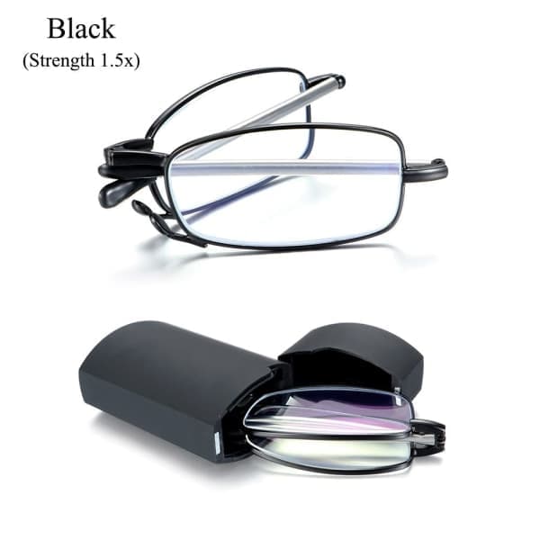 Folding lesebriller Presbyopia Briller SVART STYRKE Svart styrke 1.5x-Styrke 1.5x