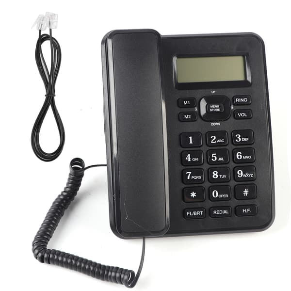 Fasttelefon med nummerpresentasjon, kablet stasjonær veggtelefon DTMF Dual System-støtte Ring tilbake-funksjon, LCD-skjerm med bakgrunnsbelysning