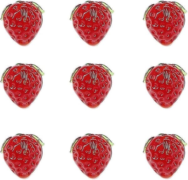 10 stk. Røde Jordbærperler Håndlagde Lampeperler Søte Frukt Spacer Perler for DIY Øredobber Halskjede Smykker Tilbehør