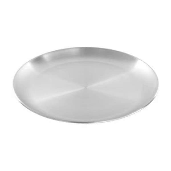 20 cm beinspyttfat i rustfritt stål, sølvfarget, grunt brett, metallmiddagstallerken, rund tallerken, dessertservise