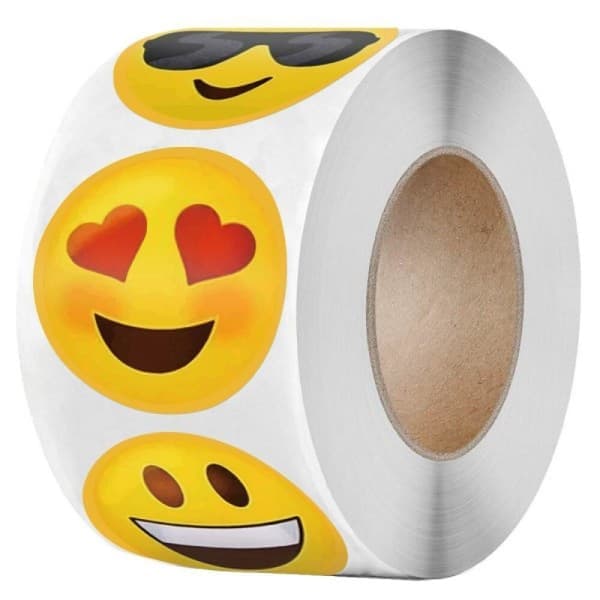 #Klistremerker - smileys - 500 stk - rull flerfarget#