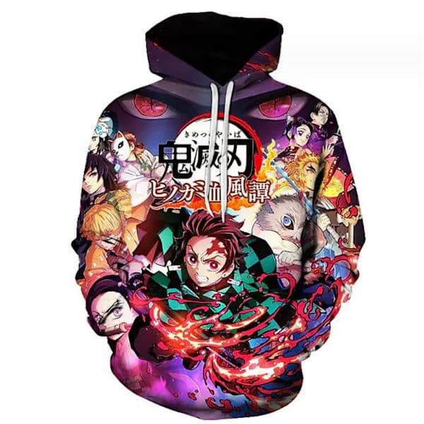 Hot Boys Barn 3D Anime Demon Slayer Hettegenser Jumper Sweatshirt Topper B