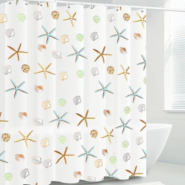 Dusjforheng 180x200cm Vanntett og muggsikkert PEVA dusjforheng med sjøstjerne mønster gardinringer