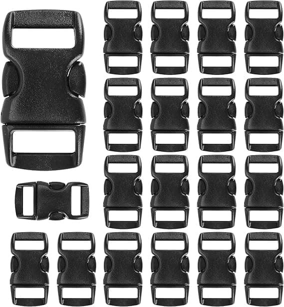 20 stk Mini Plastspenner for 10mm Webbing, 28x15x10mm Trykkspenner, Klipsfeste for Hund eller Katt Halsbånd, Paracord Armbånd, Ryggsekkstropper, Bla