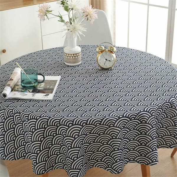 Rundt Bordduk 120cm Bomull og Lin Stoff Twill Duk Enkelt Nordisk St