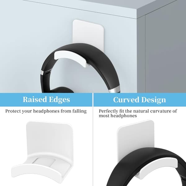 Universal Limholder for Hodetelefoner, Hodetelefonstativ for Skrivebord, Hodetelefonholder for de fleste Hodetelefoner og Kontroller, 2-pakning