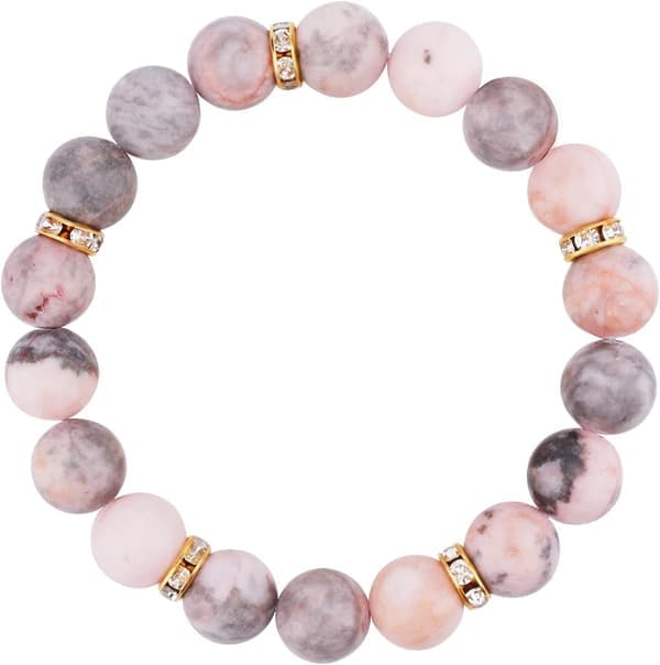 1 stk. Anti-angst armbånd, rosa sebraperler elastiske håndlagde armbånd beroligende armbånd rosa helbredende armbånd