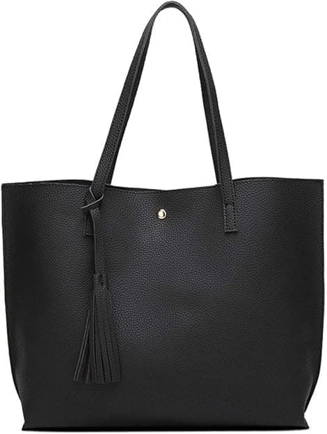 Håndvesker for kvinner, damehåndveske Tote Bag Mykt PU-lær Stor kapasitet Dame Topphåndtaks skulderveske For kvinner Svart Håndveske