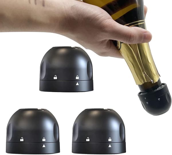 Champagne Stopper 3-pakning Svart, Lekkasjesikre Champagnekorker, Profesjonell Champagnekork, Hold Champagne Frisk Perfekt for Champagne,