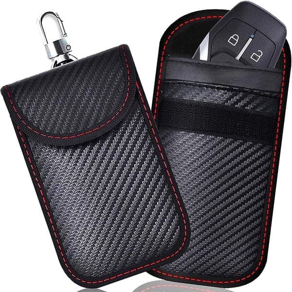 2 Bokser Anti-RFID Faraday Bag Karbonfiber Bilnøkkel Signal Skjerming