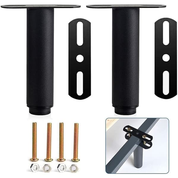 Sett med 2 justerbare sengbein 15-27 cm svarte føtter for lameller