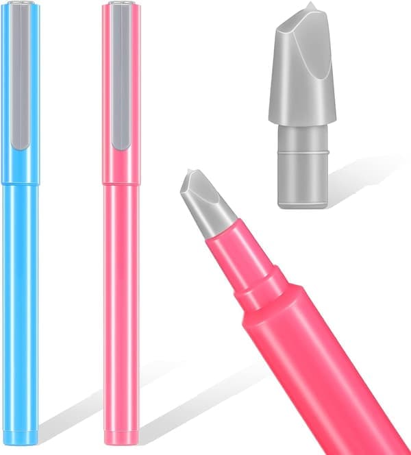 2 stk DIY Diamantmaleri Pergament Papirkutter Presisjons Håndverk Keramisk Blad Kniv Penn for Kutting av Papirkunst med Utskiftbart Blad, Rosa, Blå