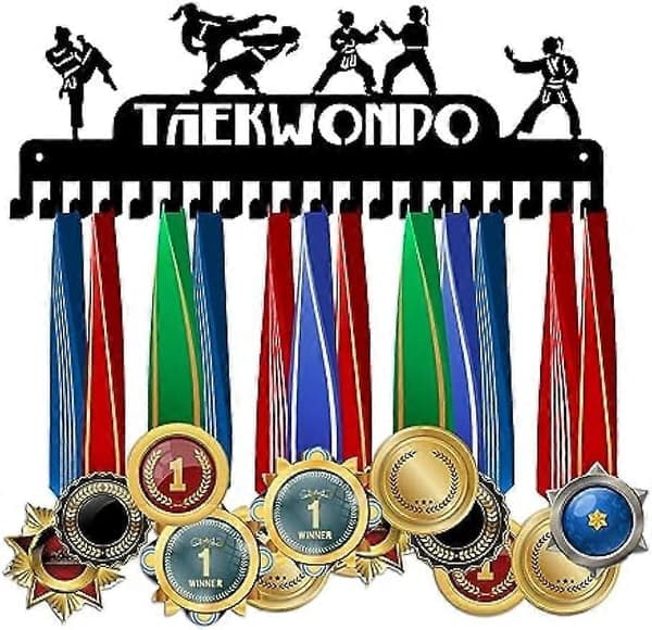Taekwondo Medaljehenger Display 20 Kroker Medaljeholder Stativ Veggfeste Henger Dekor Troféhylle Pris Hylle Pris Bånd Henger med Gaveeske for Over 5