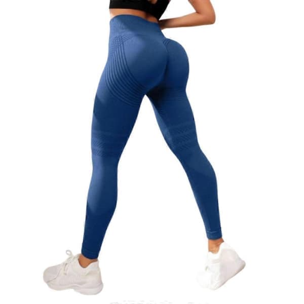 Cellulite 3D Leggings, høy midje, rumpehevende magekontroll, anti-cellulitt leggings for treningsstudio, blågrå