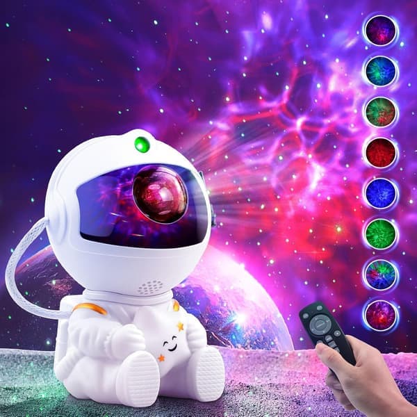 Astronaut Stjernehimmel-projektor nattlys, projektor romstjernehimmel taklampe LED for soverom, spillrom med timer og fjernkontroll (svart)