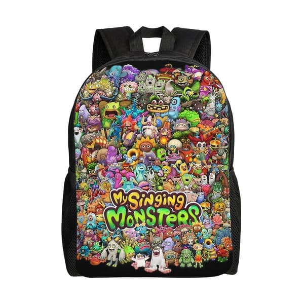 s3391My Singing Monsters Ryggsekk for Barn Skolesekk Boksekk Reiseveske for Gutter Jenter Tenåringer zxDM5219 kk