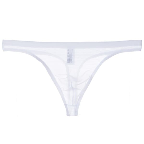 G-streng for menn, gjennomsiktig mesh, slim fit, transparent, tynn, antiseptisk, lavt liv, pornografisk herreundertøy, herreklær - Perfekt hvit
