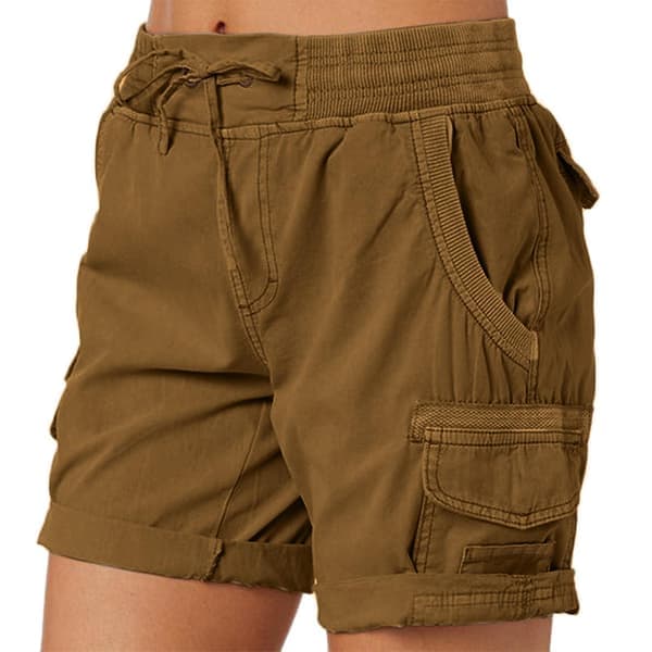 Dame Cargo Shorts Sommer Løs Vandring Bermuda Shorts Med Lomme Dame Shorts Casual Midt Lår Brun