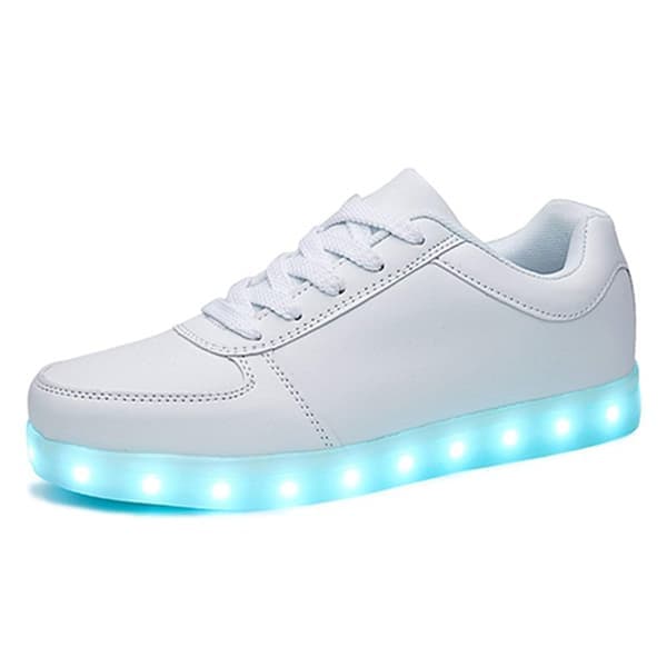 USB-ladede lysende sko, sportsko med LED-lys, dansetrenere, hvite
