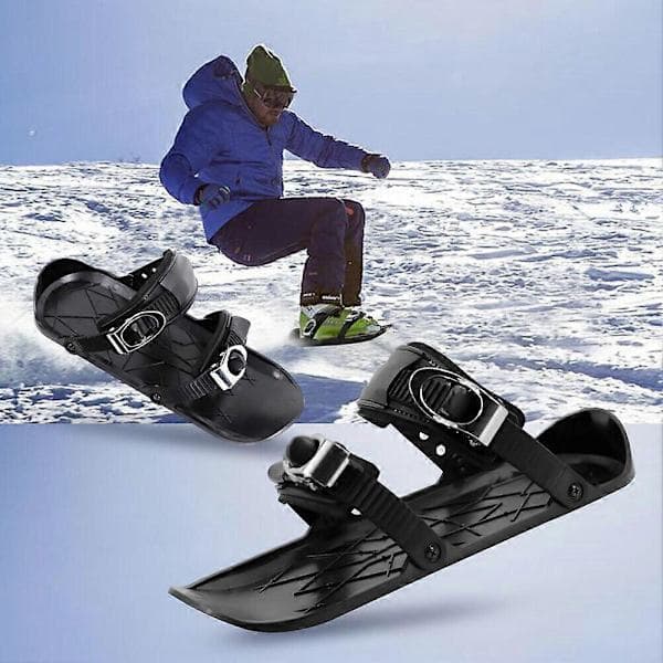 Mini Ski Skates for Snø - Korte Ski Snowblades Unisex Vinter Utendørs Sport Ski Skates Svart