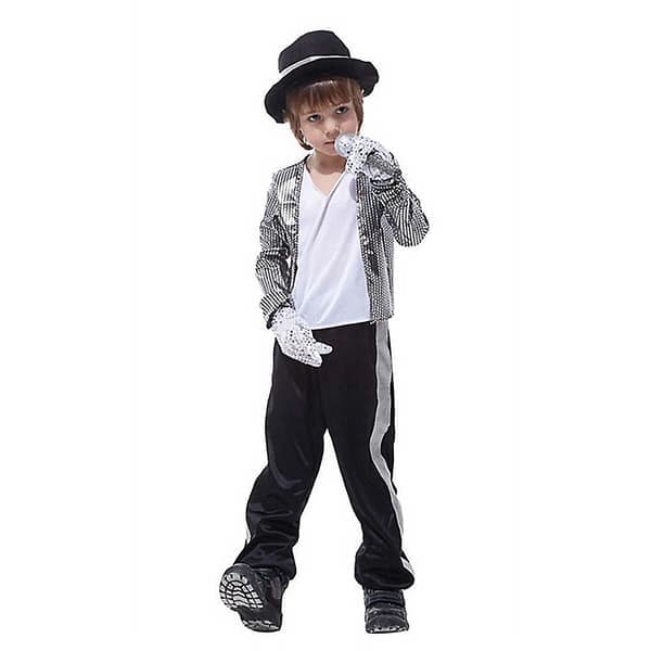 Barn Michael Jackson Cosplay Kostyme Gutter Jenter Opptreden Antrekk Sett Halloween Fest Fancy Dress