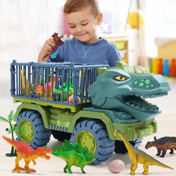 Dinosaur lastebil leketøy, Dinosaur Transporter lastebil kjøretøy - med 3 mini plast dinosaurer - Gutt gave