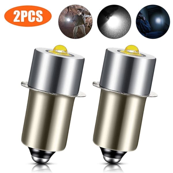 2 stk. P13.5S DC6V-24V LED Oppgraderingspærer Hvite Maglite Cellelykter 6500K 3W_xx