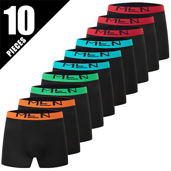 10-pakning Casual Boxershortser for menn, komfortabel elastisk midje, pustende, ideell for daglig bruk