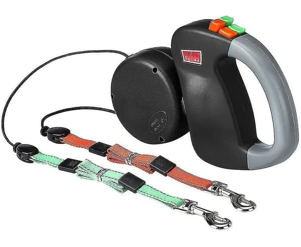 Dobbel hundekobbel, Retractable hundekobbel Dobbel kobbel for to hunder Hundekobbel 2 hunder Dobbel kobbel, svart--