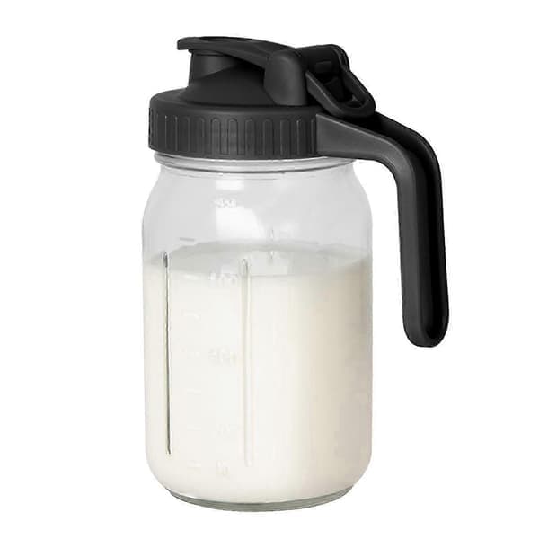 32oz Glass Mason Jar-kanne med Flip Cap Lock-helletut – Lekkasjesikker fersk brystmelkoppbevaringskanne, glasskanne for kaldbrygget iste