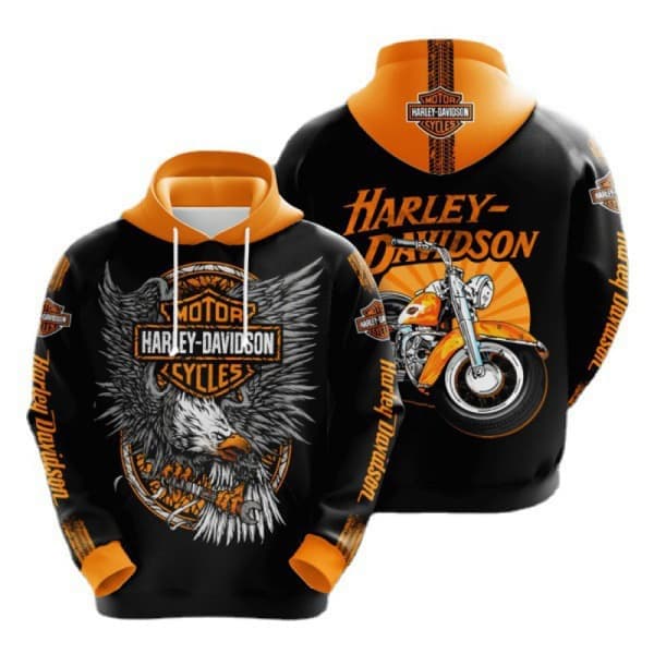 Hettegenser for menn, motorsykkel, biker, Harley-Davidson, med snøring, langermet A