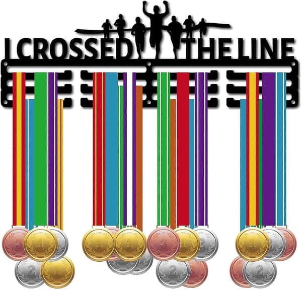 Løpemedaljehenger Display Sportsmedaljeholder Over 60+ Medaljer Prisjernstativ Veggmontering Hengende Dekor for Løper Maratonutøver Medaljevinner