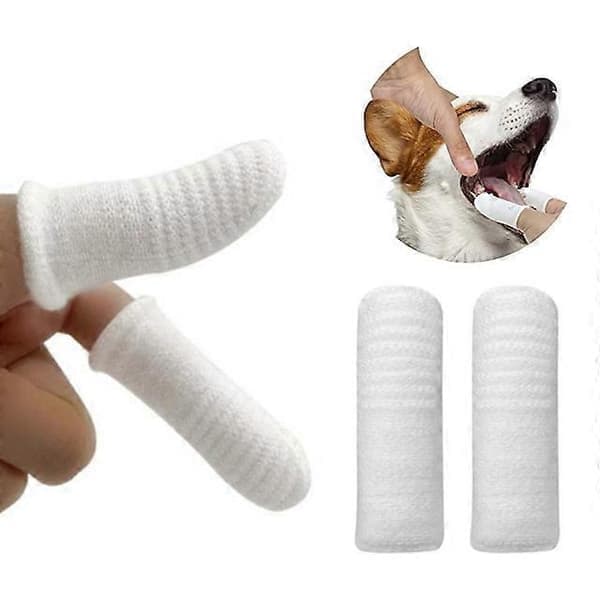 2 stk/sett Kjæledyr Hund Katt Tannrengjøringsverktøy Munnpleie Tannbørste Fingerhylse