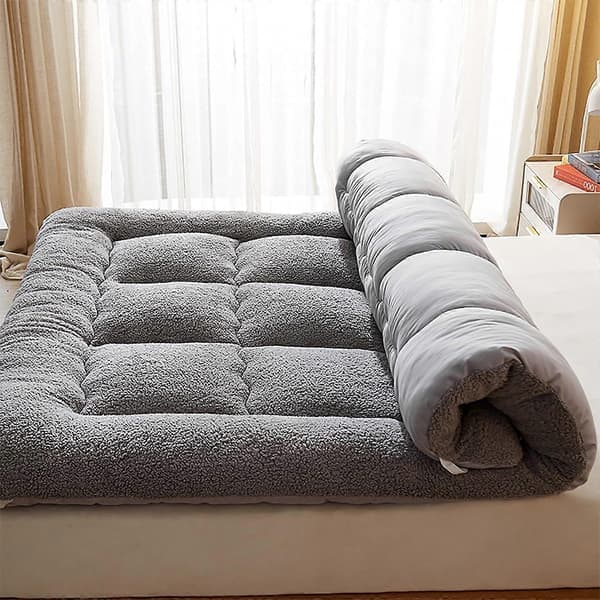 Japansk Futonmadrass Tatami Gulvmadrass, Sammenleggbar Rullmadrass, Grå 90x200cm, Bærbar Myk Sovematte