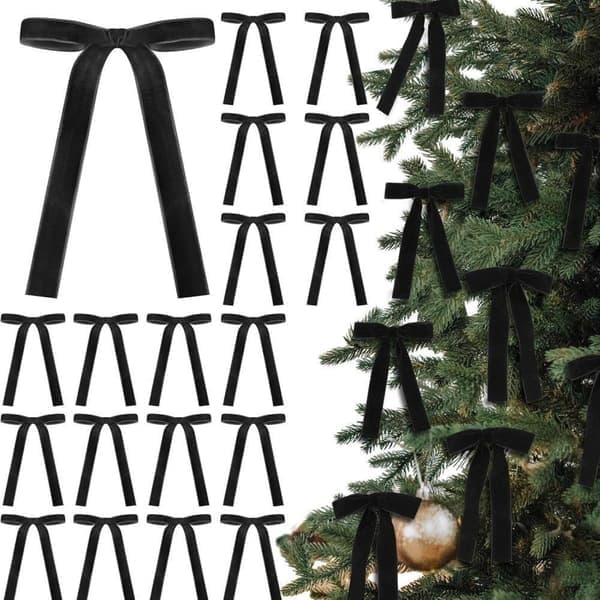 12 julesløyfer i fløyel til juletreet, flere fargevalg