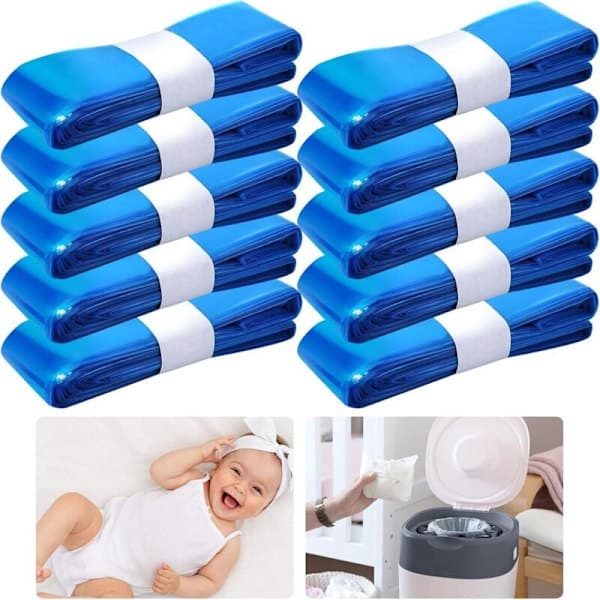 10 Bleiebøtte Refill, Bleiebøttepose med Stor Kapasitet, Bleiebøttepose Refill Kompatibel med Tommee Tippee, Angelcare